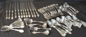 75pc Art Nouveau 1881 VINTAGE GRAPE LA VIGNE ROGERS SILVER PLATE Flatware Oneida - Picture 1 of 7
