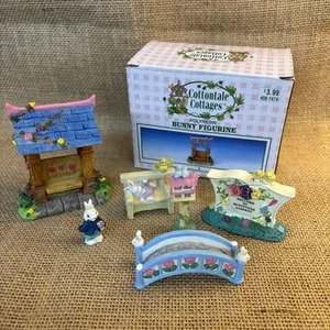 Vintage Easter Village Lot Mini Bunny Rabbit Family Figurine Cottontale Cottages - Picture 1 of 8