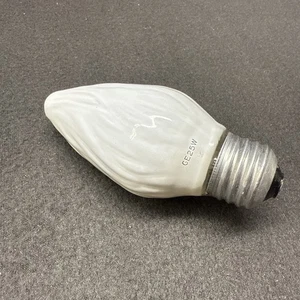 Vintage GE Weihnachtsflamme Glas Glühbirne weiß Standardsockel geprüft 25W 60er - Bild 1 von 5