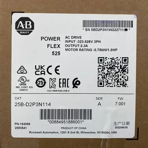 Allen-Bradley 25B-D2P3N114 PowerFlex 525 0,75 kW 1 PS AC-Antrieb US kostenlose Steuer - Bild 1 von 4