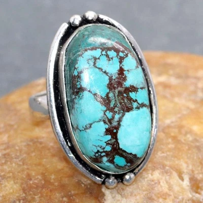 Anillo enchapado en plata 925 turquesa EE. UU. 6,5 excelente joyería GW Foto 1 de 3