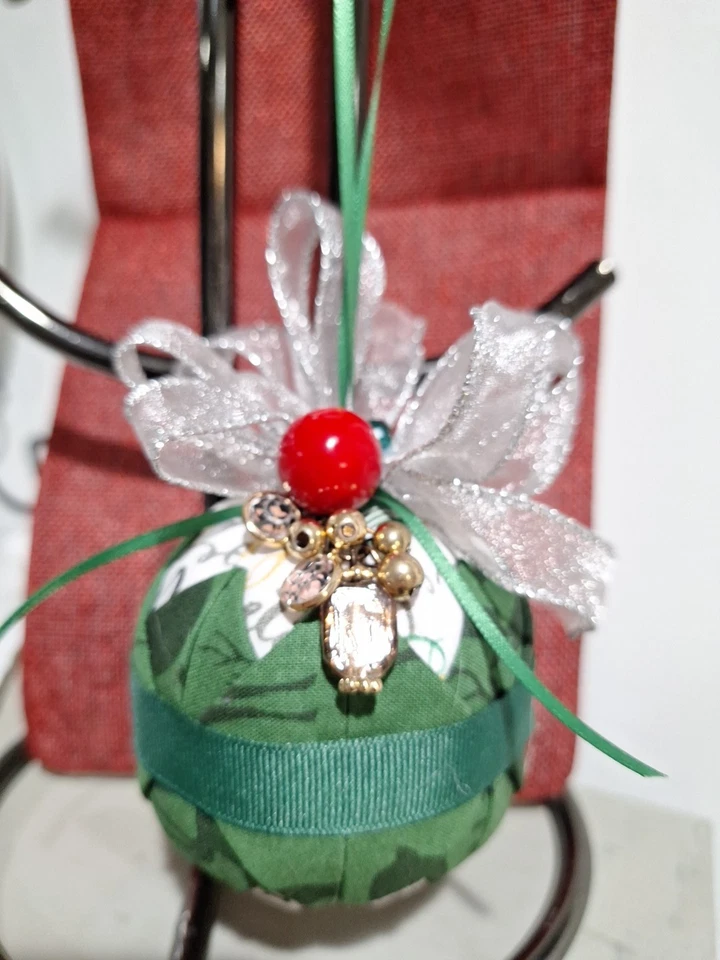 ORNAMENT FABRIC HANDMADE UNIQUE CHRISTMAS ORANGE TAN & GOLD  - Image 1 of 1