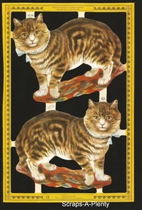 Mamelok English Embossed Vintage Style Scrap Die Cut  - Cats with Ribbons   A126 - Picture 1 of 2