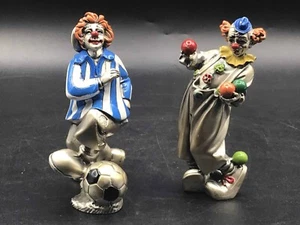 Vintage Pair HandPainted Enamel Sterling Silver Clowns Figurine 5" MADE IN ITALY - Picture 1 of 12