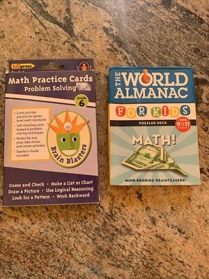 Lot Of Two Sets- Edupress Math Practice Cards Grade 6  Problem Solving And Math - Image 1 of 4