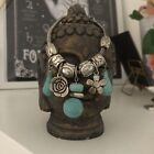 Pretty Silver Tone European Style Bracelet ~ Charms & Turquoise Pear Drop Beads