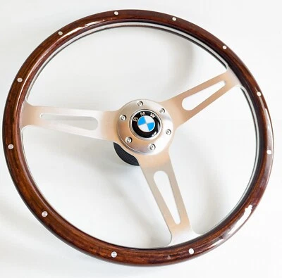 Volante apto para BMW Madera Cromo Vintage E3 E10 2002 1502 1602 1802 65-76 Foto 1 de 4