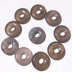 Wholesale 100pcs Natural Stone Grey Agate Round Circle Donut Pendants 18mm DIY