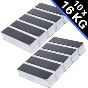10x Neodym Magnet N52 40x10x10 mm 16 Kg Stark Quadermagnet Power Magnetquader - Bild 1 von 5