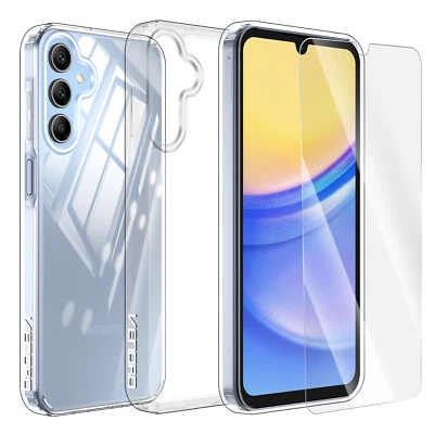 For Samsung Galaxy A15 A23 A25 A03s A54 A14 5G Clear Case Cover / Tempered Glass - Image 1 of 4