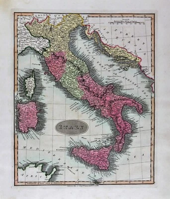 Mapa Atlas Unión Darton 1812 Italia Roma Vaticano Reino de Nápoles Venecia Sicilia Foto 1 de 4