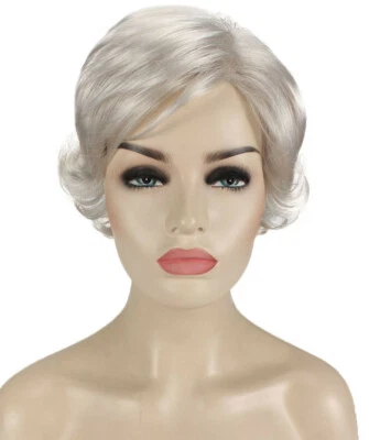 Joan - Peluca completa recta de fibra sintética Kanekalon, 3,5 - 5 pulgadas, gris plata Foto 1 de 4