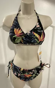 New Women’s Bikini 2Pc Swim Wear Floral Top Size S Bottom Size L Set - Picture 1 of 16