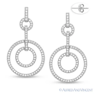 Pendientes circulares colgantes con pavimento de cristal cúbico de circonio circonio circonio en plata esterlina 0,925 - Imagen 1 de 1