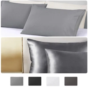 1 par de fundas de almohada cepilladas/seda suaves transpirables para ropa de cama funda de almohada 4 colores - Imagen 1 de 25