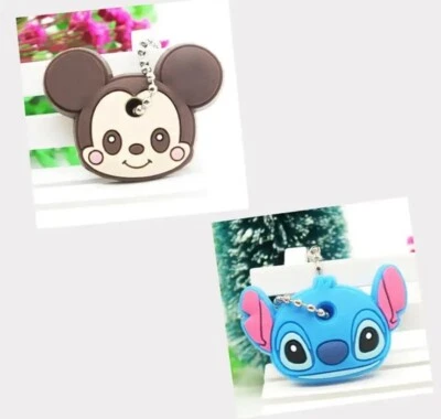Disney 2 PCS CUTE MICKEY MOUSE & STITCH KEY COVER KEYCHAIN *US Seller* - Image 1 of 2