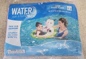 Water Sun and Fun Cow Inflatable Baby Pool Float-32in x 22in - Picture 1 of 2