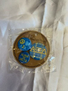 Alpha Xi Delta Set of 3 Buttons Peace, Love, Plaid, VINTAGE, RETIRED, LICENSED - Picture 1 of 1