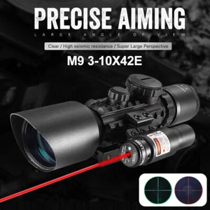 3-10X42E Scope Outdoor Slingshot Hunting Telescope Rifle Optical Red Laser Combo - Picture 1 of 14