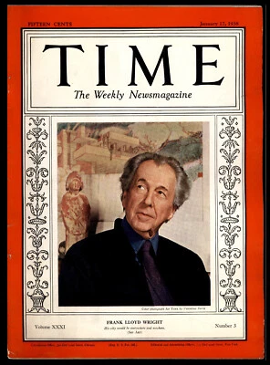 Time The Weekly News Magazine - January 17, 1938 - Frank Lloyd Wright - Image 1 of 4