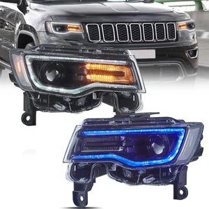 2* VLAND LED Headlights For 2014-2021 Jeep Grand Cherokee (WK2) Startup Blue DRL - Picture 1 of 15