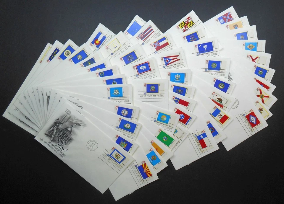 1976 State Flags set 50 covers Sc 1633-1682 FDCs with Artcraft DC cancels - Image 1 of 4