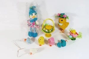 Rare Vintage EASTER Duck NEW, Flocked Chicks Ducks Hat Picks 50s Decor Hong Kong - Picture 1 of 15