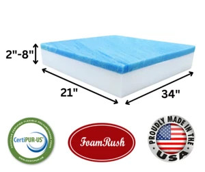 FoamRush 21" x 34" Cool Gel Memory Foam Polsterung Sitzkissen Ersatz USA - Bild 1 von 20