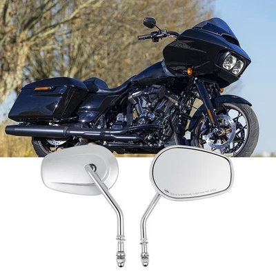 2x Espejos retrovisores laterales cromados cónicos cromados para Harley Street Road Glide Foto 1 de 4