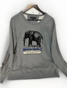 Banana Republic Elephant Safari Travel Crewneck Sweatshirt Gray Men's Size L.  V - Picture 1 of 7