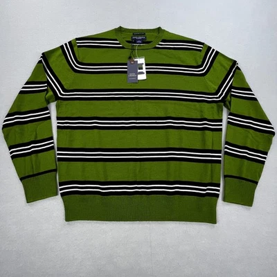 Daniel Cremieux Sweater Mens XL Green Stripe Italian Merino Wool Crewneck - Image 1 of 4