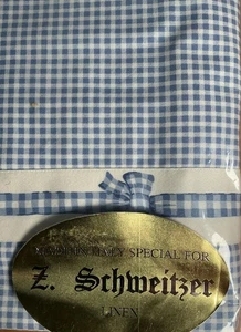 Z Schmeitzer Paar Vintage Leinen King Kissenbezüge blau kariert Made in Italy NOS - Bild 1 von 4