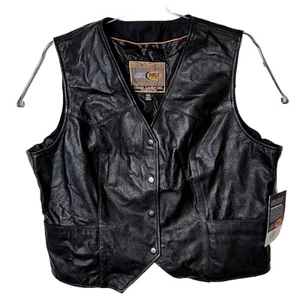 First Classics Women XXL Black THE HEIRESS Leather Gear Snap Motorcycle Vest - Picture 1 of 6