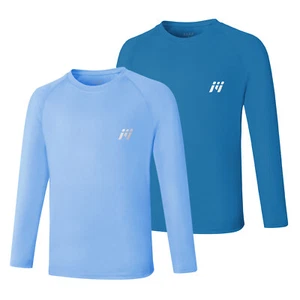 Boy's UPF 50+ Sun Protection Shirt Long Sleeve Rash Guard Swim Shirts Youth SPF - Picture 1 of 26