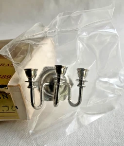 Clare-Bell Brass Miniature Dollhouse Sterling 3-Arm Candle Wall Sconce - Picture 1 of 2