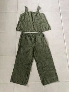 Eileen Fisher set 2 pezzi canotta e pantaloni in lino verde taglia media - Foto 1 di 8