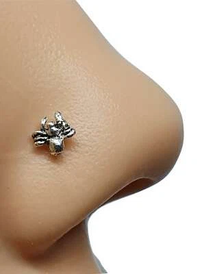 Ragno naso borchia ragno 22 g (0,6 mm) argento sterling 925 dritto L pieghevole - Immagine 1 di 4