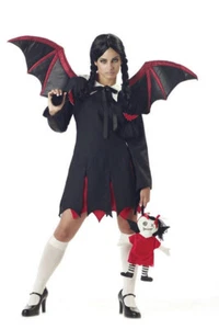 Para mujer Muy Murciélago Niña Adulto Miércoles Addams Disfraz Adulto Pequeño 6-8 - Imagen 1 de 2