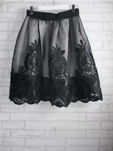 Bronx & Banco women's a line skirt black 10 flower embossed lace zip - Picture 1 of 9