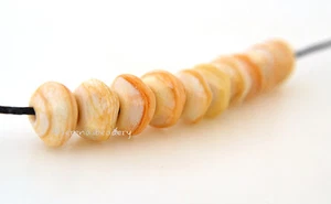 DARK IVORY NUGGETS * Handmade Lampwork Glass Beads TANERES sra - tiny rocks - Picture 1 of 5