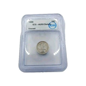 1899 Barber Silver Dime ICG AU55 Details Toned - Picture 1 of 4