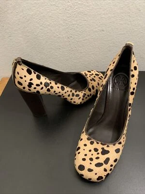 TORY BURCH Cheetah Leopard Print Bovine Hair Wood Block Heels Pumps Size 8M - Image 1 of 4
