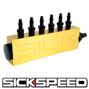 VACUUM INTAKE 6 PORT FUEL MANIFOLD GAS WASTEGATE BOOST PERFORMANCE GOLD P1 - Picture 1 of 1