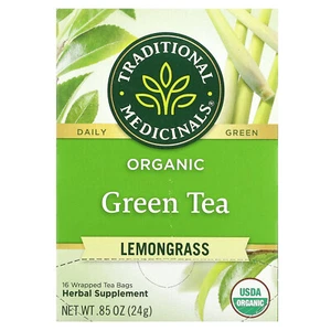 Organic Green Tea, Lemongrass, 16 Wrapped Tea Bags, 0.85 oz (24 g) - Picture 1 of 3