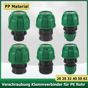PP Fitting Klemmverbinder PE Rohr Verschraubung IG AG Gerade 20 25 32 40 50 63mm - Picture 1 of 40