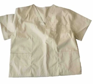 Lot Of 2  M Unisex V Neck  Scrub Tops TAN COLORED, New - Picture 1 of 1
