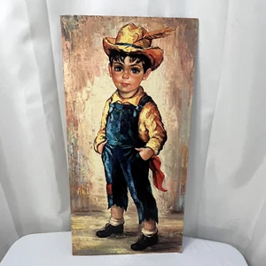 Vtg Myrle Medeiros Farmer Boy  12" x 24" Litho 811 Arthur Kaplan USA Big Eyes - Picture 1 of 14