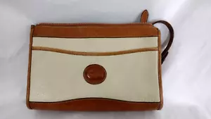DOONEY & BOURKE Pebbled Leather Handbag Purse Cream Brown 11" X 8" - Picture 1 of 13