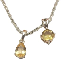 2 tolle 925er Silber Ketten Anhänger honiggelb 1x Tropfen 1x rund mit Zopfkette - Bild 1 von 3
