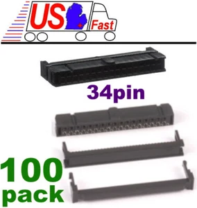100x/pack Female 34pin/wire IDC/IDS Ribbon Cable FD/Floppy Crimp end/terminator - Picture 1 of 1